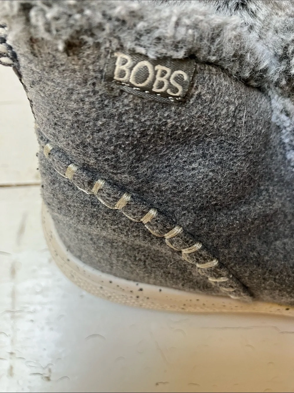Skechers BOBS Women’s Sz 11 Grey Pull-on Skipper Wave Angelie Warmth Boots